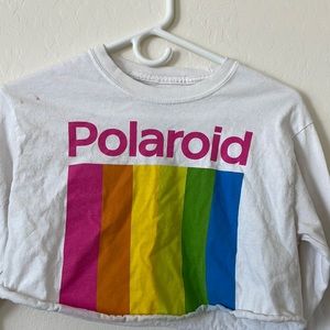 White Polaroid Crop Long Sleeve